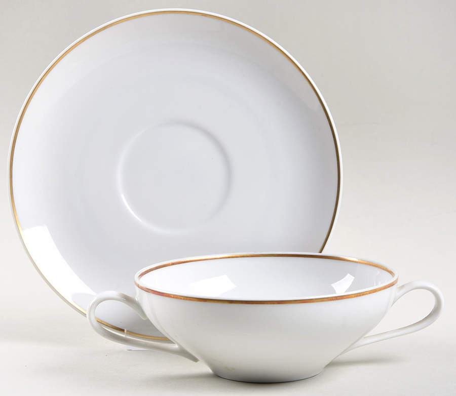 My Devotion (Gold Trim) Flat Cream Soup Bowl & Saucer Set by Stonegate-1