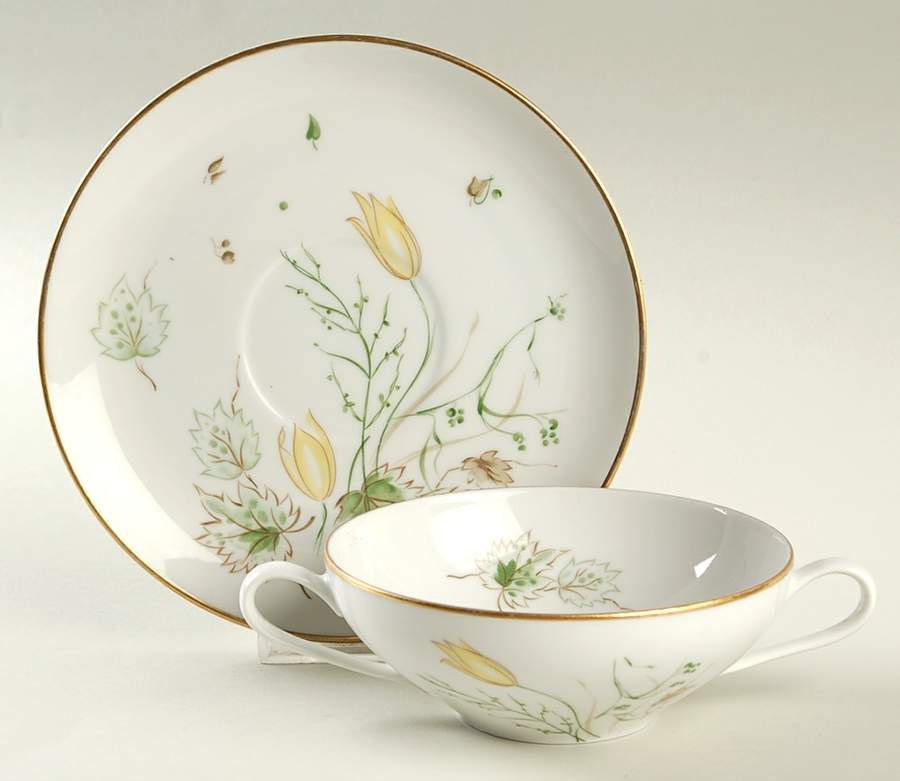 Spring Breeze Flat Cream Soup Bowl & Saucer Set by Stonegate-1