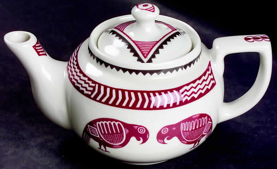 Ancient Mimbreno Indian-Burgundy (Replica) Individual Teapot & Lid by Pipestone-1