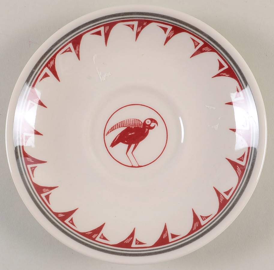 Ancient Mimbreno Indian-Burgundy (Replica) Saucer for Flat Cup by Pipestone-1