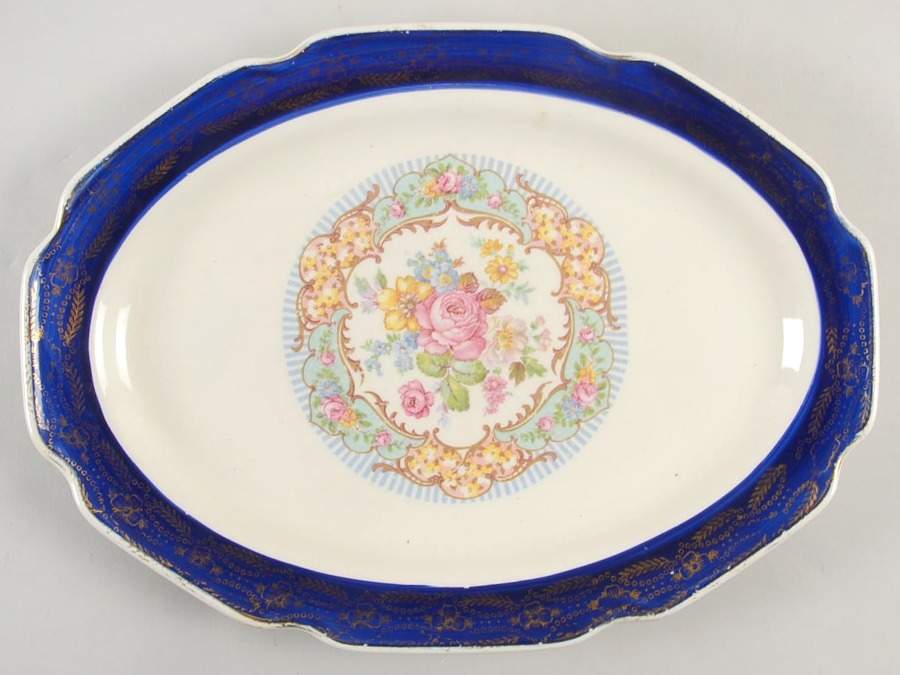 Madam du Barry Royal Blue (Center Band) 11" Oval Serving Platter by Stetson-1