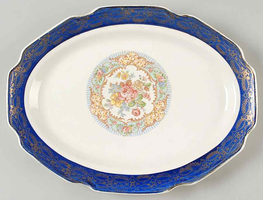 Madam du Barry Royal Blue (Center Band) 13" Oval Serving Platter by Stetson-1