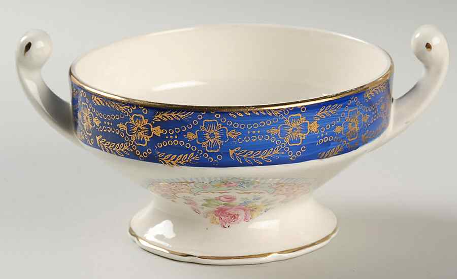 Madam du Barry Royal Blue (Center Band) Sugar Bowl No Lid by Stetson-1