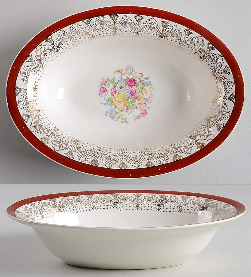 Red Knight 9" Oval Vegetable Bowl by Stetson-1