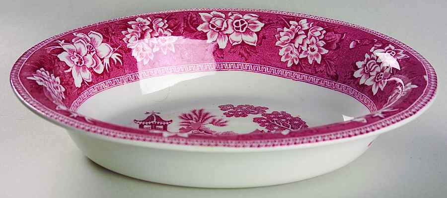 STV1 Pink 9" Oval Vegetable Bowl by John Steventon & Son-1