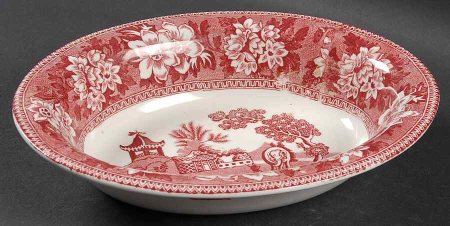 STV1 Pink 8" Oval Vegetable Bowl by John Steventon & Son-1