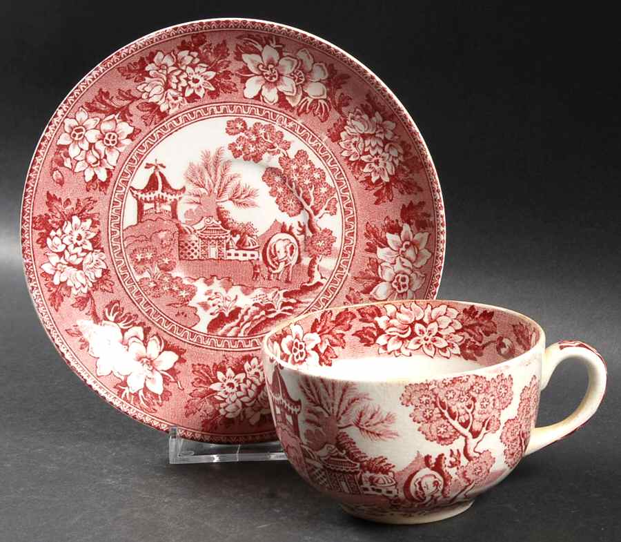 STV1 Pink Flat Cup & Saucer Set by John Steventon & Son-1