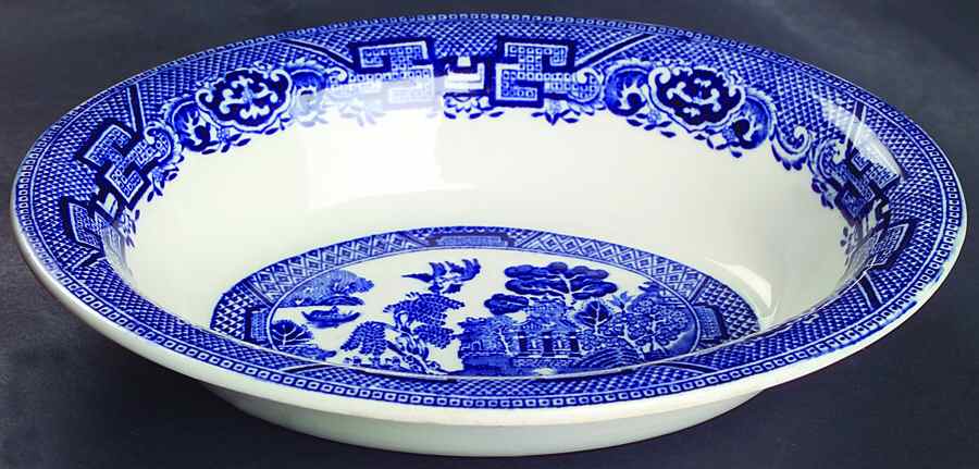 Willow Blue (Smooth) 8" Oval Vegetable Bowl by John Steventon & Son-1