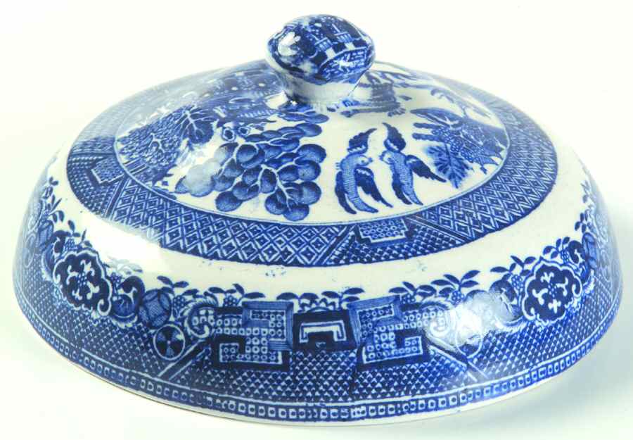 Willow Blue (Smooth) Lid for Round Butter by John Steventon & Son-1