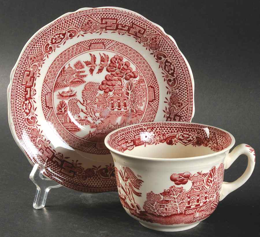 Willow Red Oversized Cup & Saucer Set by John Steventon & Son-1