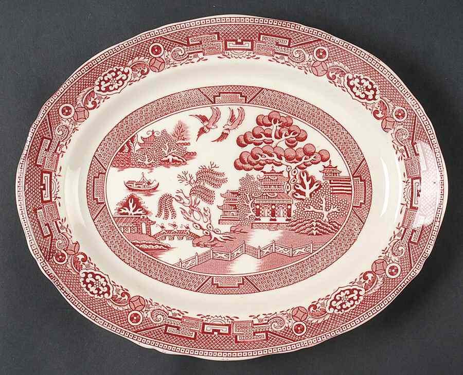 Willow Red 11" Oval Serving Platter by John Steventon & Son-1