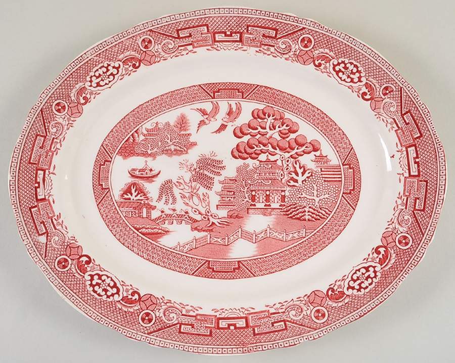 Willow Red 14" Oval Serving Platter by John Steventon & Son-1