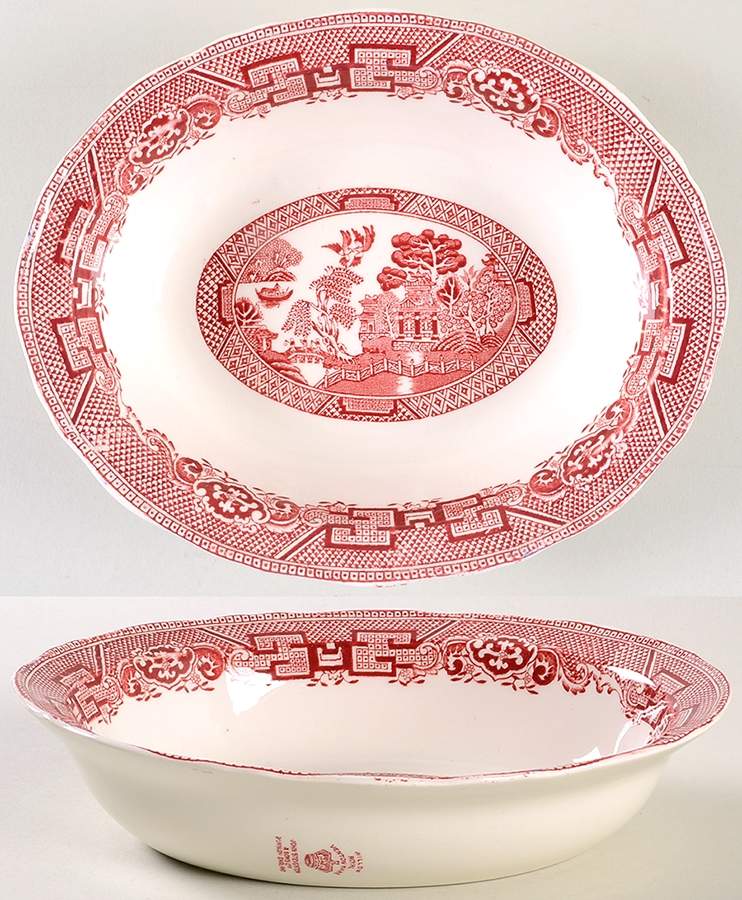 Willow Red 8" Oval Vegetable Bowl by John Steventon & Son-1