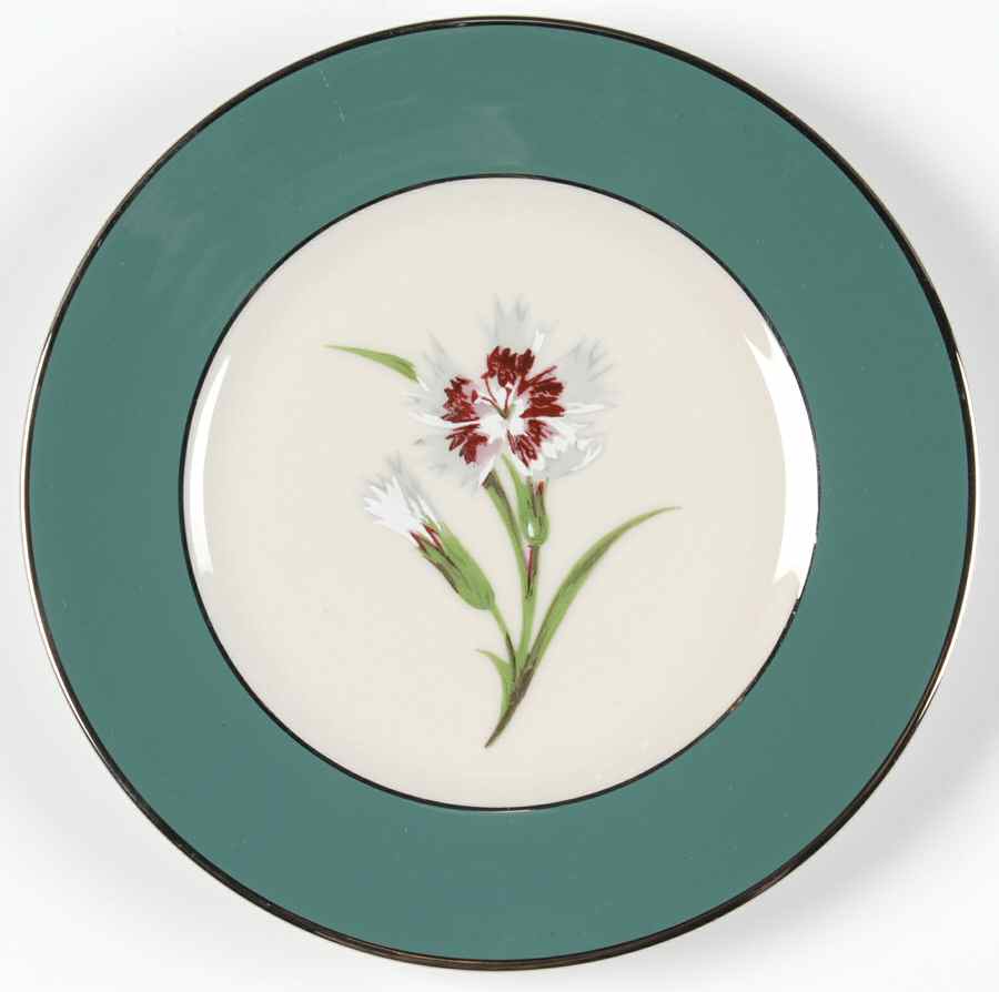 Garden Pinks Green Bread & Butter Plate by Stewart House-1