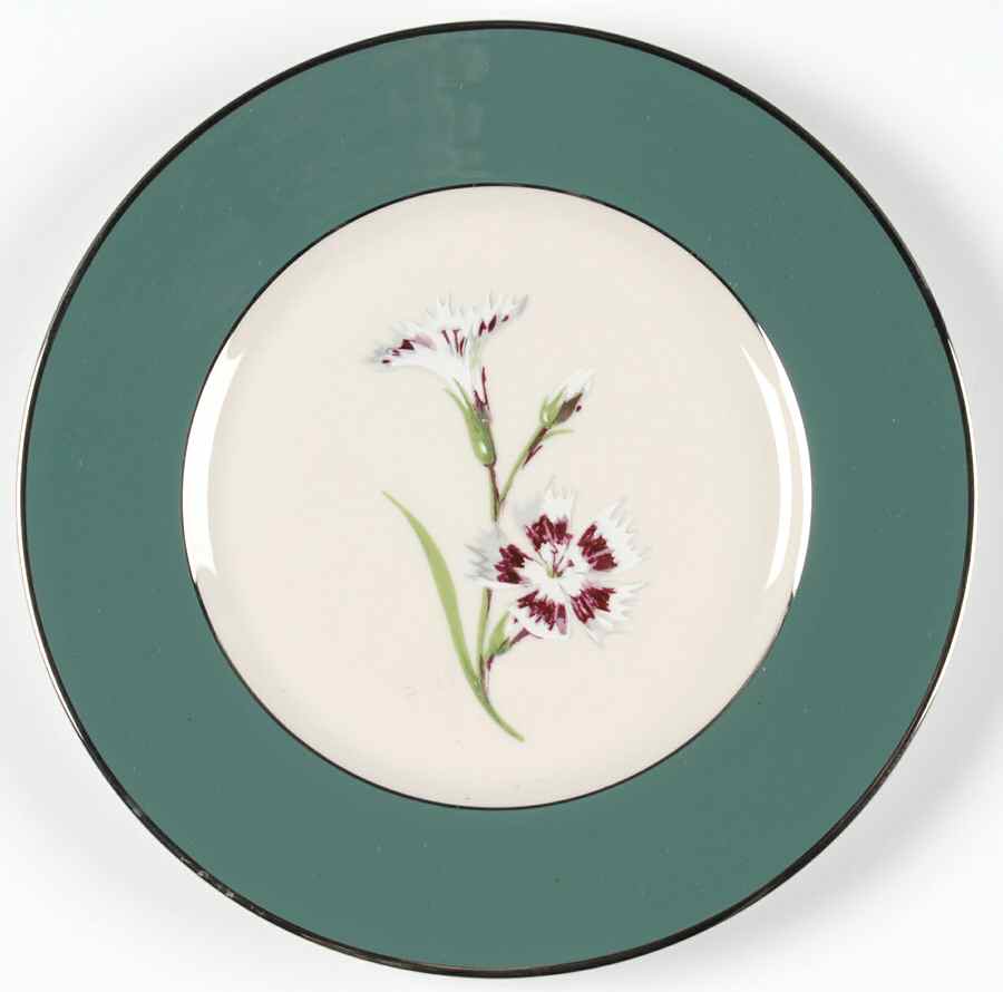 Garden Pinks Green Salad Plate by Stewart House-1