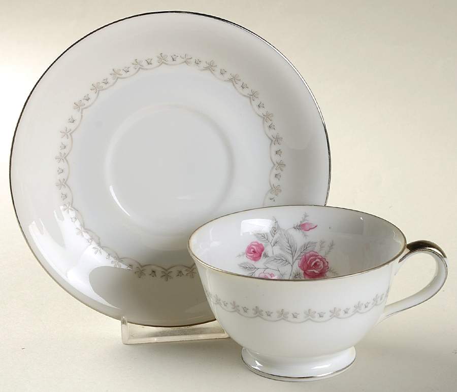 Dawn Rose Footed Cup & Saucer Set by Summit-1