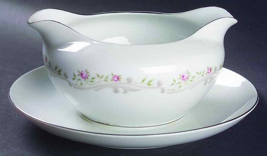 Rose Bud Gravy Boat with Attached Underplate by Summit-1
