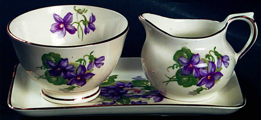 Devon Violets Mini Creamer & Sugar with Lid & Tray by Sutherland-1