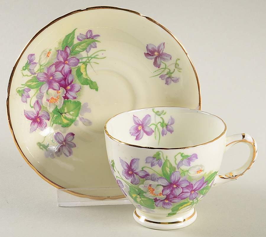 Devon Violets Footed Demitasse Cup & Saucer Set by Sutherland-1