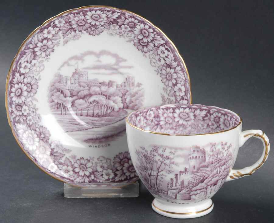 Historical Britain Mulberry Footed Cup & Saucer Set by Sutherland-1