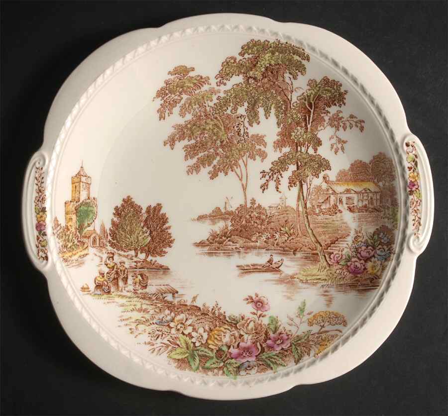 The Ferry Brown Multicolor Handled Cake Plate by Swinnertons-1