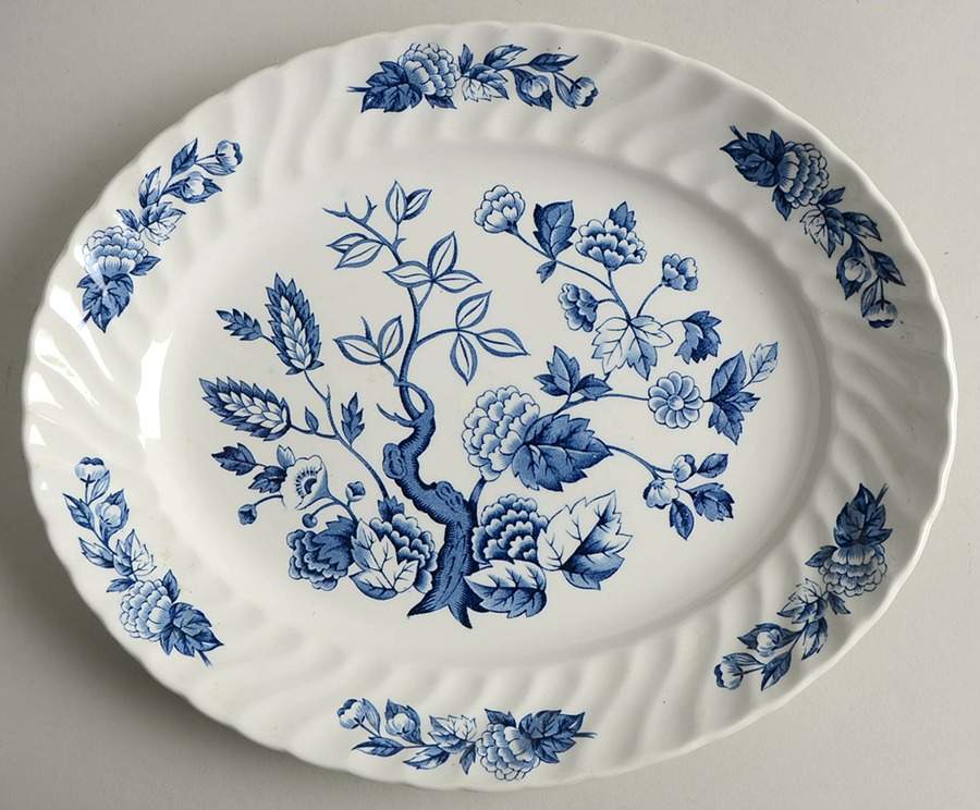 Indian Tree Blue 11" Oval Serving Platter by Swinnertons-1