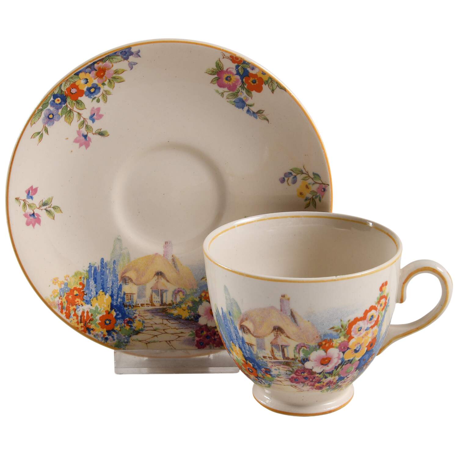 Old England Gardens Footed Cup & Saucer Set by Swinnertons-1