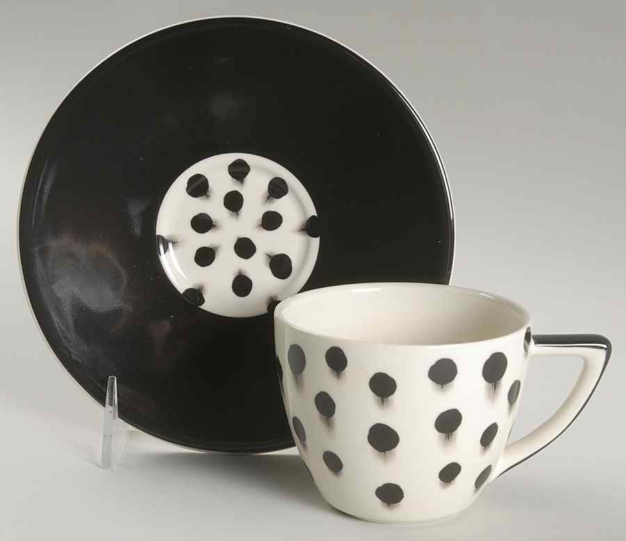 Dots Flat Cup & Saucer Set by Swid Powell-1