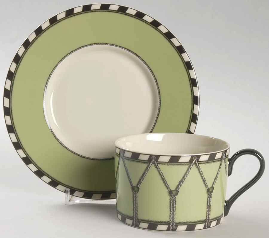 Drum Apple Flat Cup & Saucer Set by Swid Powell-1
