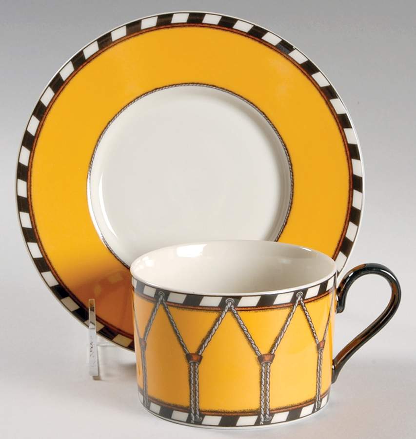Drum Papaya Flat Cup & Saucer Set by Swid Powell-1