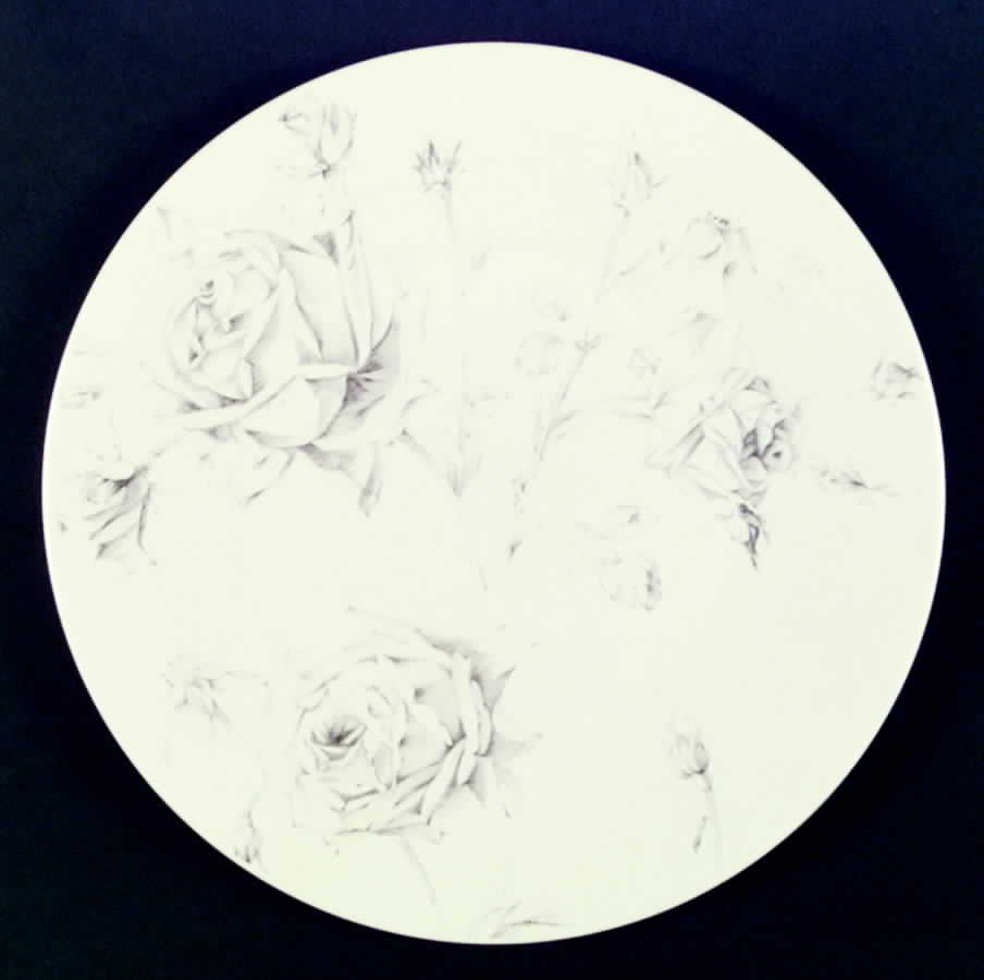 Etched Rose 12" Chop Plate (Round Platter) by Swid Powell-1
