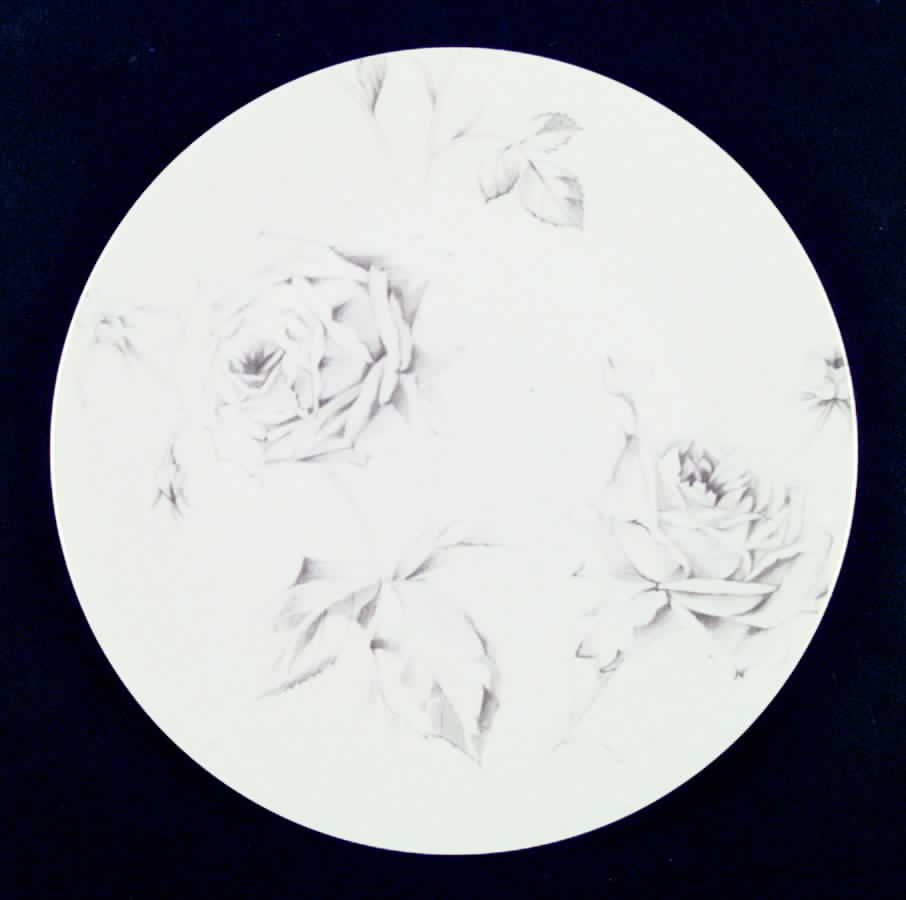 Etched Rose Dinner Plate by Swid Powell-1