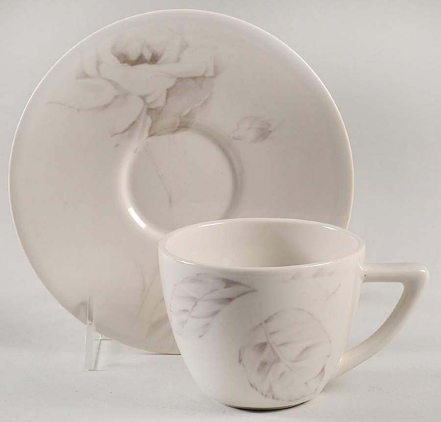 Etched Rose Flat Cup & Saucer Set by Swid Powell-1