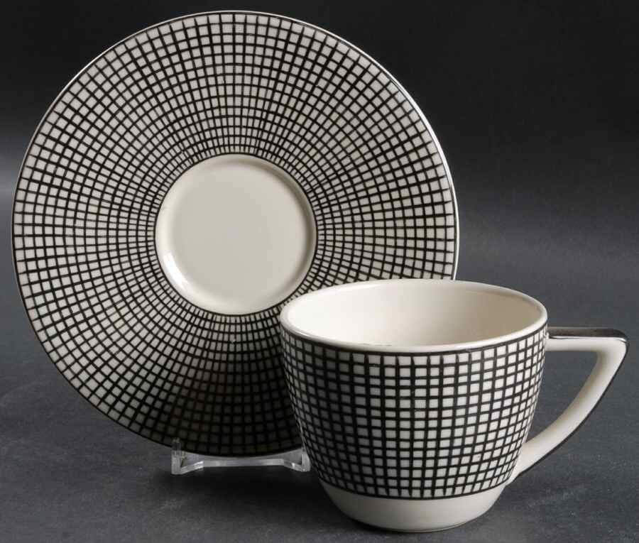 Graph Black Flat Cup & Saucer Set by Swid Powell-1