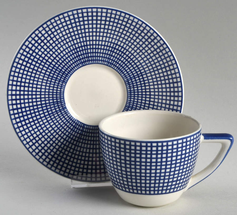 Graph Blue Flat Cup & Saucer Set by Swid Powell-1