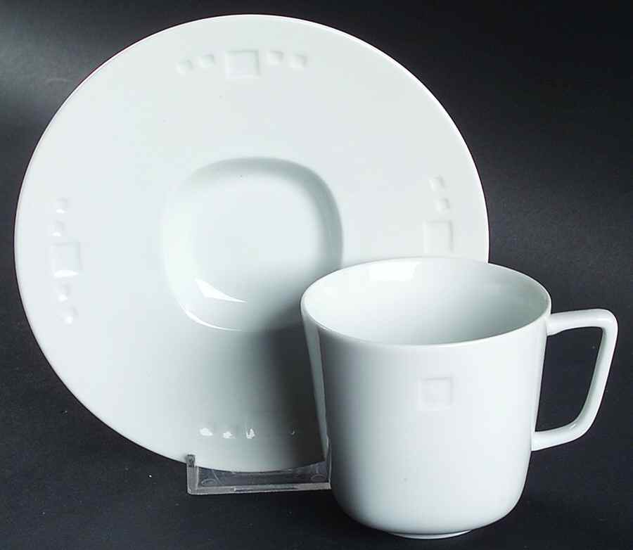 Meier White Flat Cup & Saucer Set by Swid Powell-1