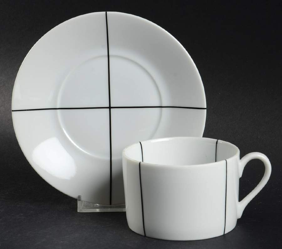 Signature Black Flat Cup & Saucer Set by Swid Powell-1