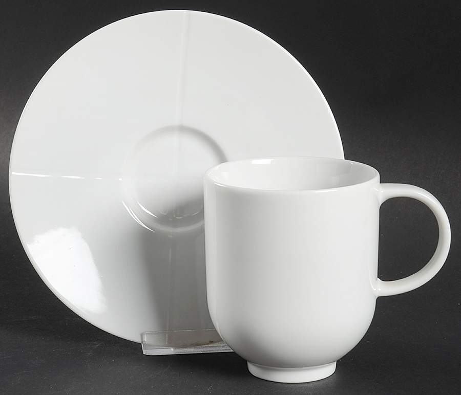 Signature White Flat Cup & Saucer Set by Swid Powell-1