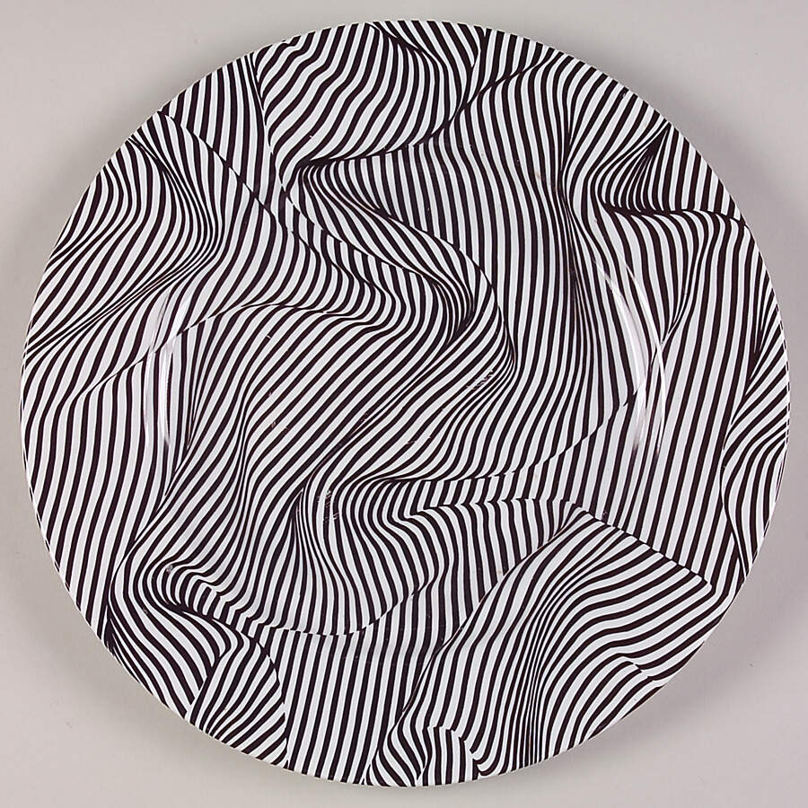 Black Stripes 12" Chop Plate (Round Platter) by Swid Powell-1