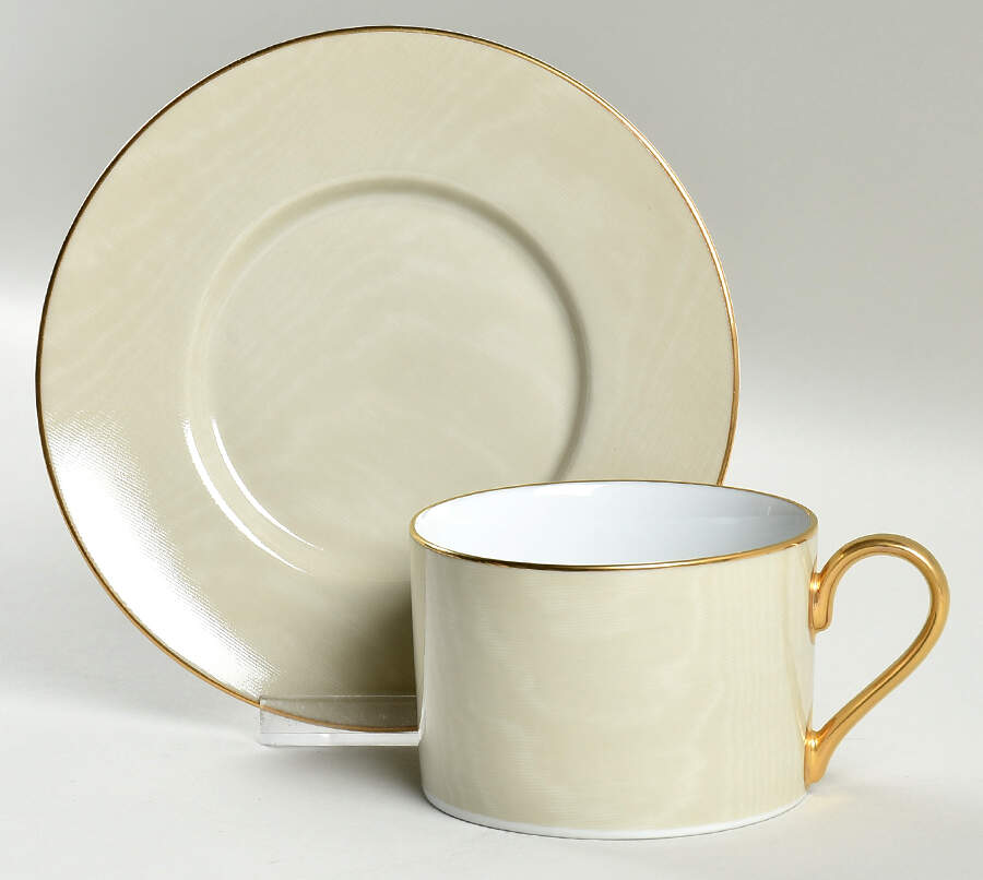 Taffeta (Beige) Flat Cup & Saucer Set by Swid Powell-1