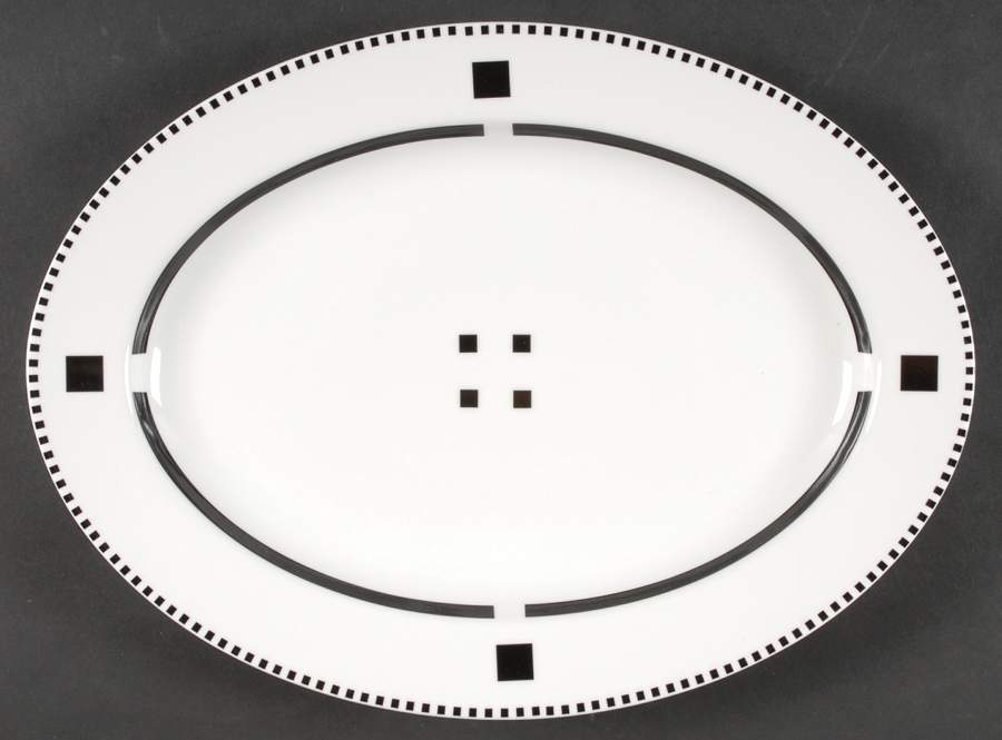 Tuxedo Black 14" Oval Serving Platter by Swid Powell-1