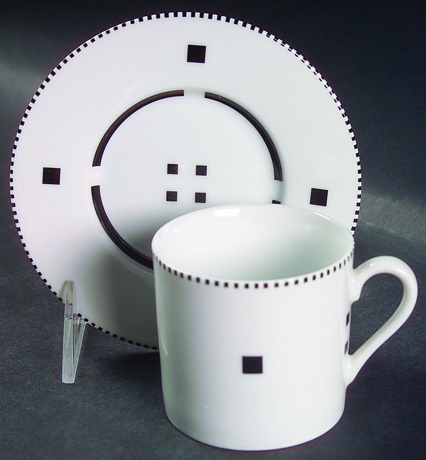 Tuxedo Black Flat Demitasse Cup & Saucer Set by Swid Powell-1