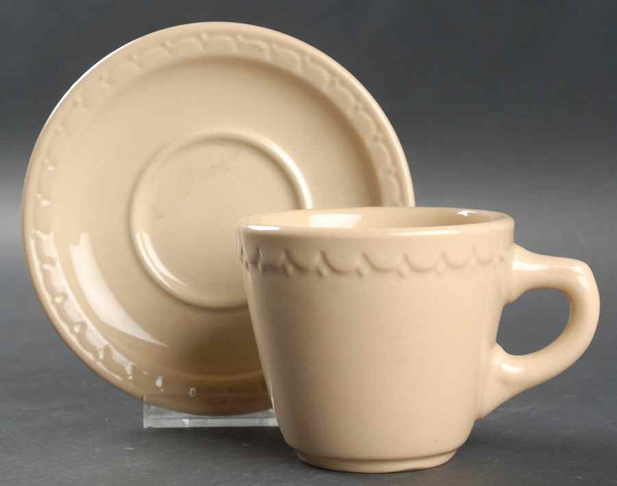 Adobe (Econo-Rim, Embossed Border) Flat Cup & Saucer Set by Syracuse-1