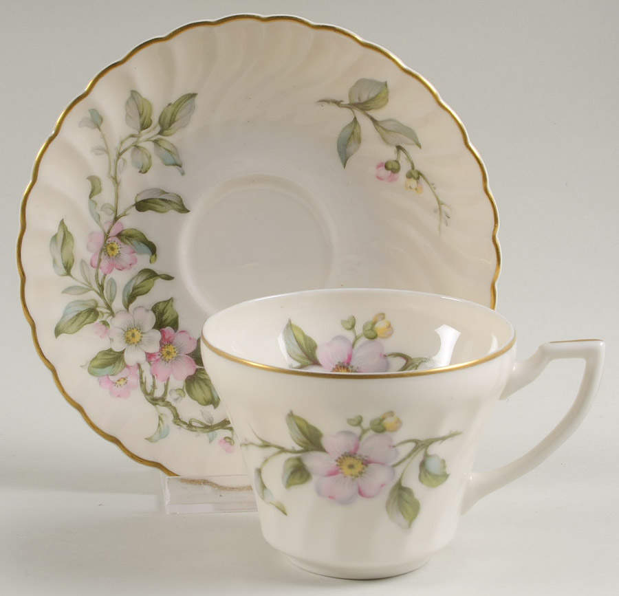 Apple Blossom Flat Cup & Saucer Set by Syracuse-1