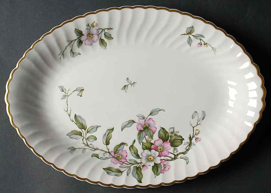 Apple Blossom 14" Oval Serving Platter by Syracuse-1