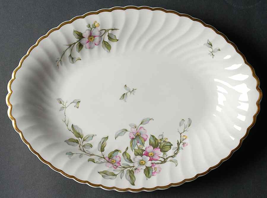Apple Blossom 11" Oval Serving Platter by Syracuse-1