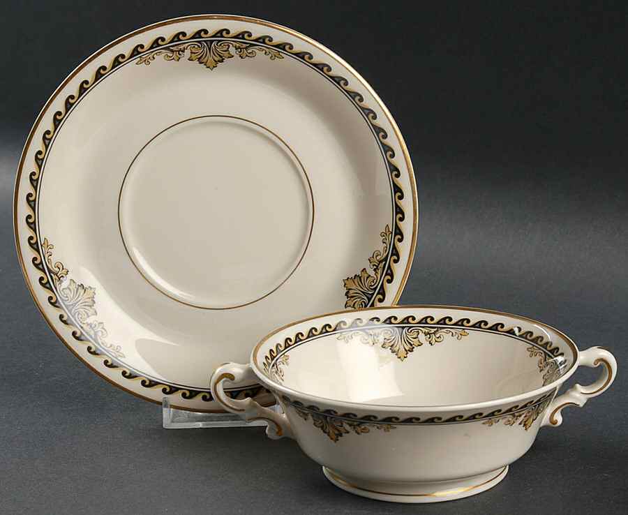 Athena Footed Cream Soup Bowl & Saucer Set by Syracuse-1