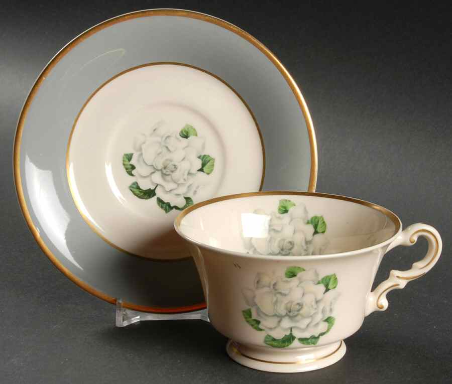 Avalon (Gold Trim) Footed Cup & Saucer Set by Syracuse-1