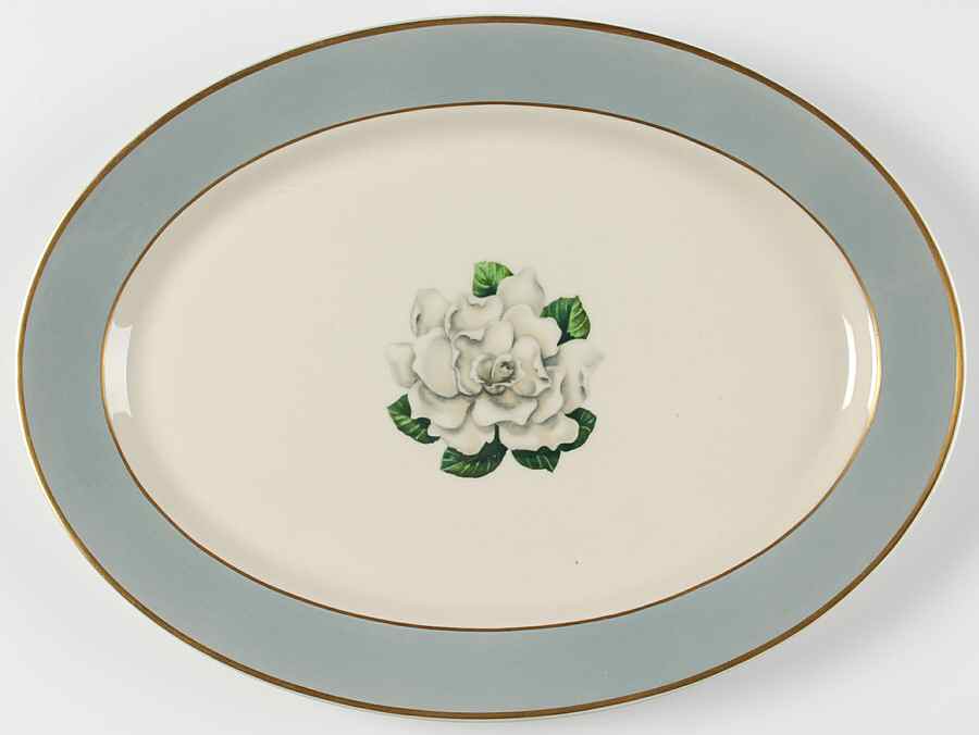 Avalon (Gold Trim) 14" Oval Serving Platter by Syracuse-1
