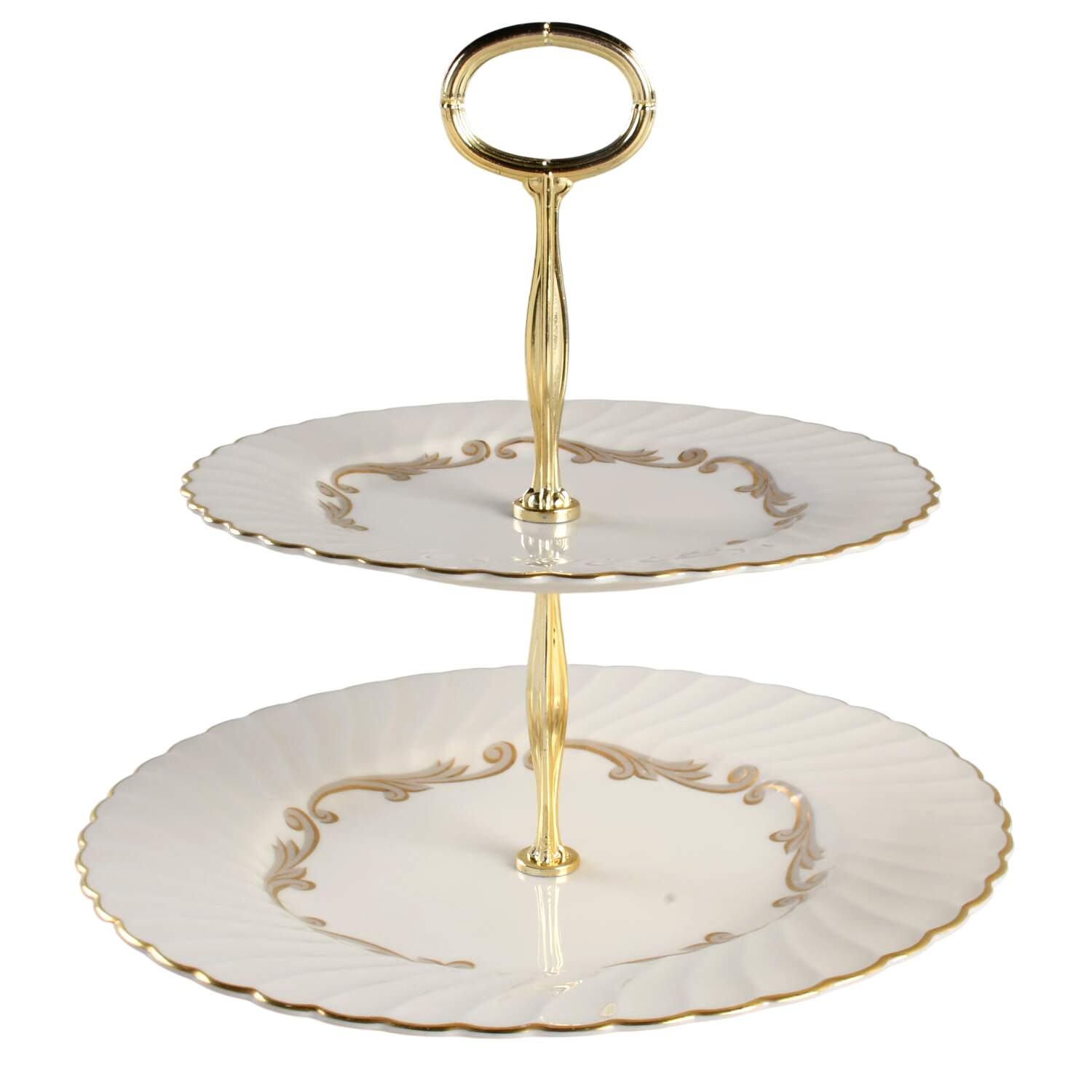 Baroque Gray 6 5/8"-10"  2 Tiered Serving Tray (Dp, Sp) HC by Syracuse-1